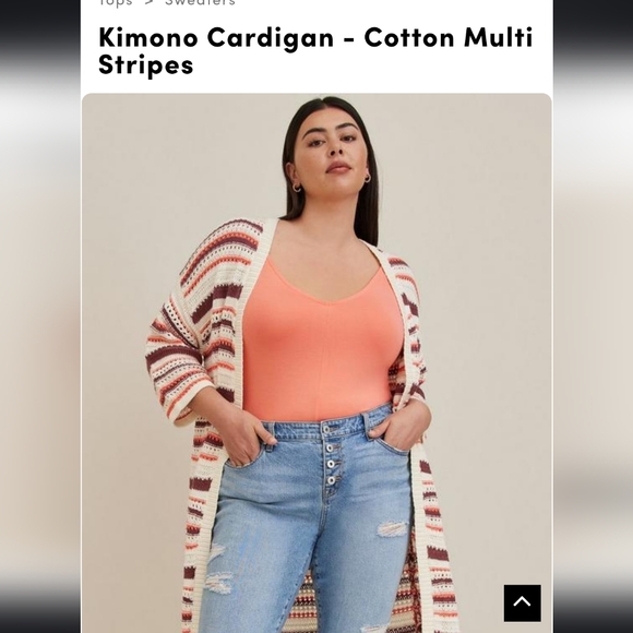 Torrid Size 0 - Kimono Cardigan - Cotton Multi Stripes - Picture 4 of 7